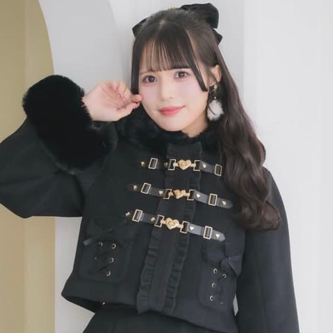 ROJITA ハートバックルショートコート ブラック 黒