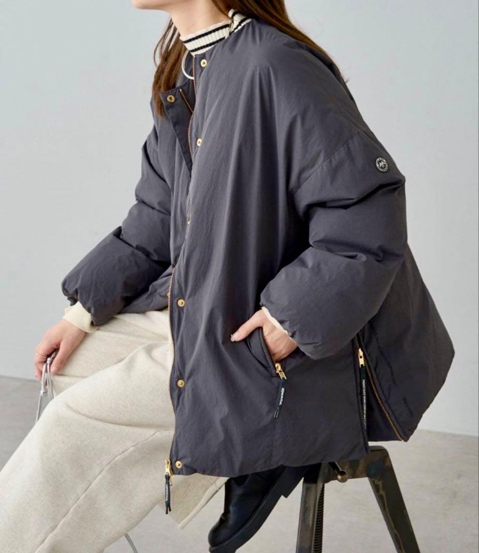 グレー ダウンジャケット ジッパー付き