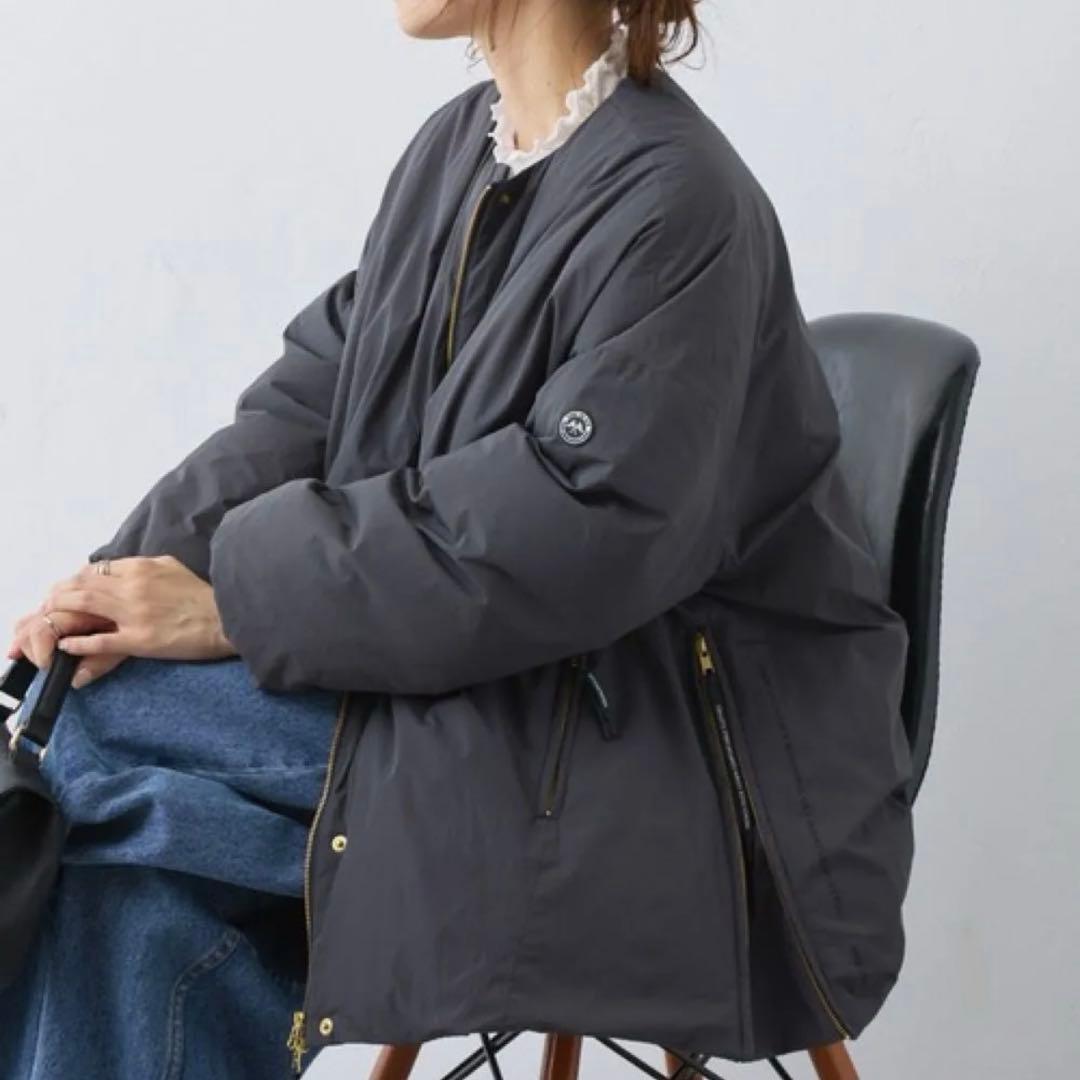 グレー ダウンジャケット ジッパー付き