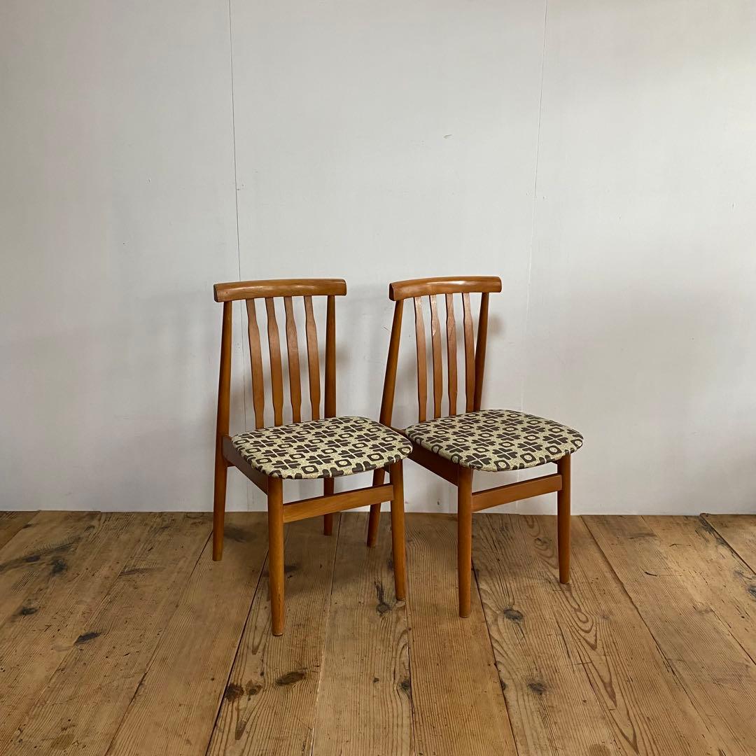 2脚セット ヴィンテージ ダイニングチェア 椅子 木製 レトロ モダン y48