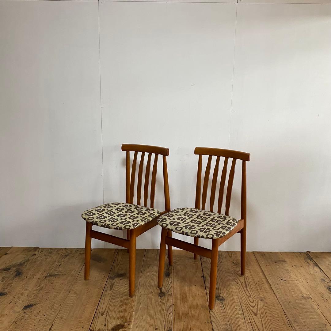 2脚セット ヴィンテージ ダイニングチェア 椅子 木製 レトロ モダン y48