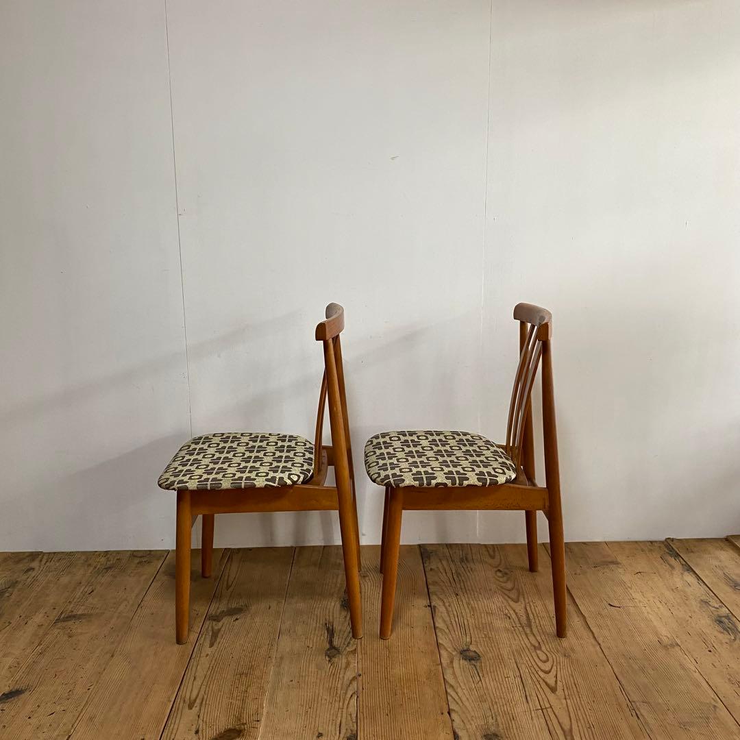 2脚セット ヴィンテージ ダイニングチェア 椅子 木製 レトロ モダン y48