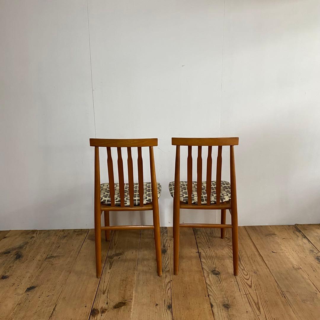 2脚セット ヴィンテージ ダイニングチェア 椅子 木製 レトロ モダン y48