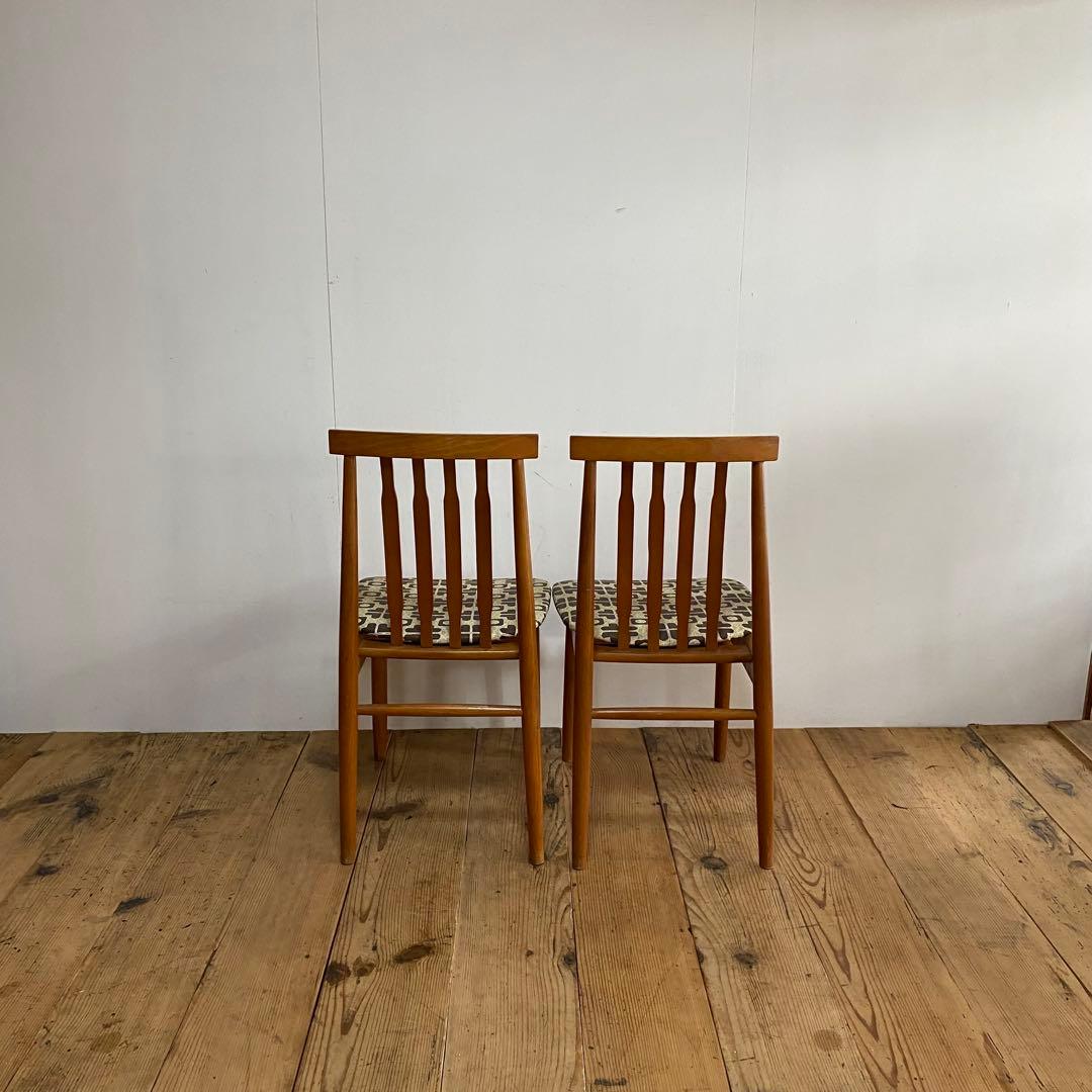 2脚セット ヴィンテージ ダイニングチェア 椅子 木製 レトロ モダン y48