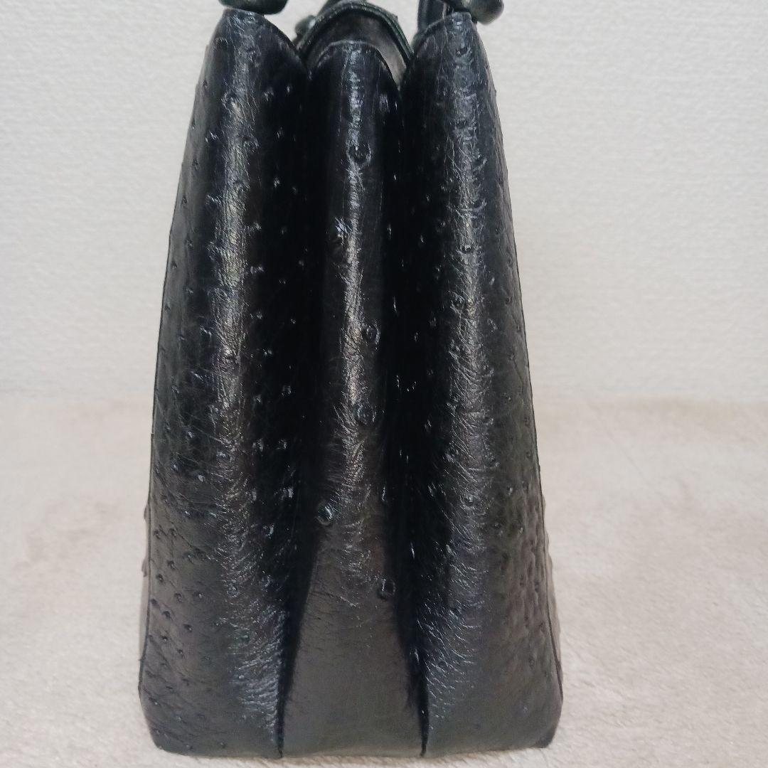 【極美品】JRA認定 OSTRICH ハンドバッグ ブラック 日本製