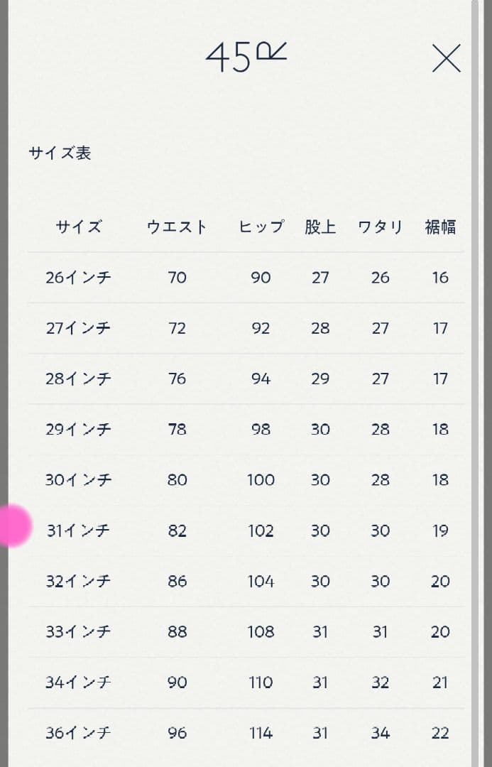45R ライ麦デニムクロスビー5 (焦) サイズ31