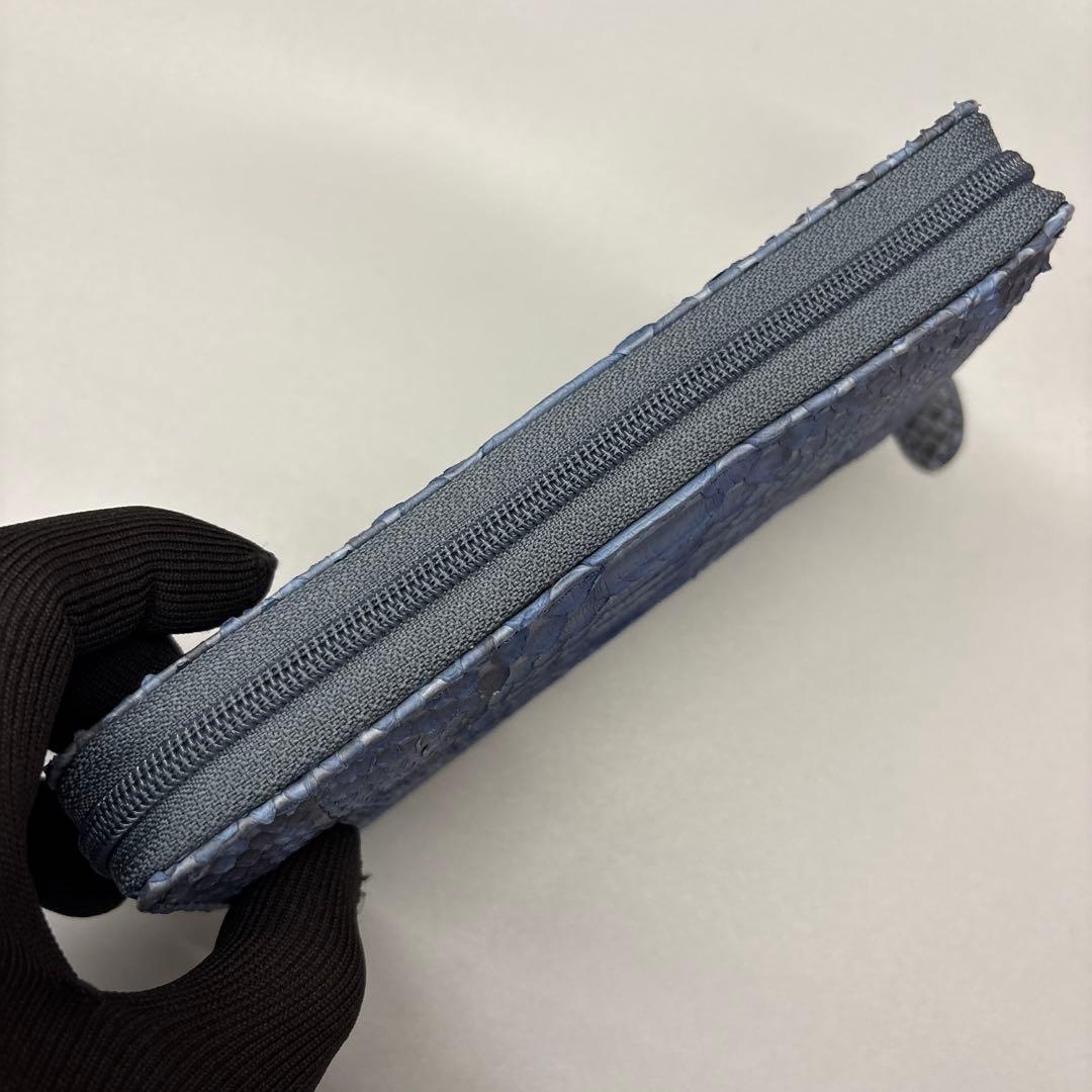 ネイビー　パイソン財布　パイソン　長財布　財布　蛇革　本革　レアカラー