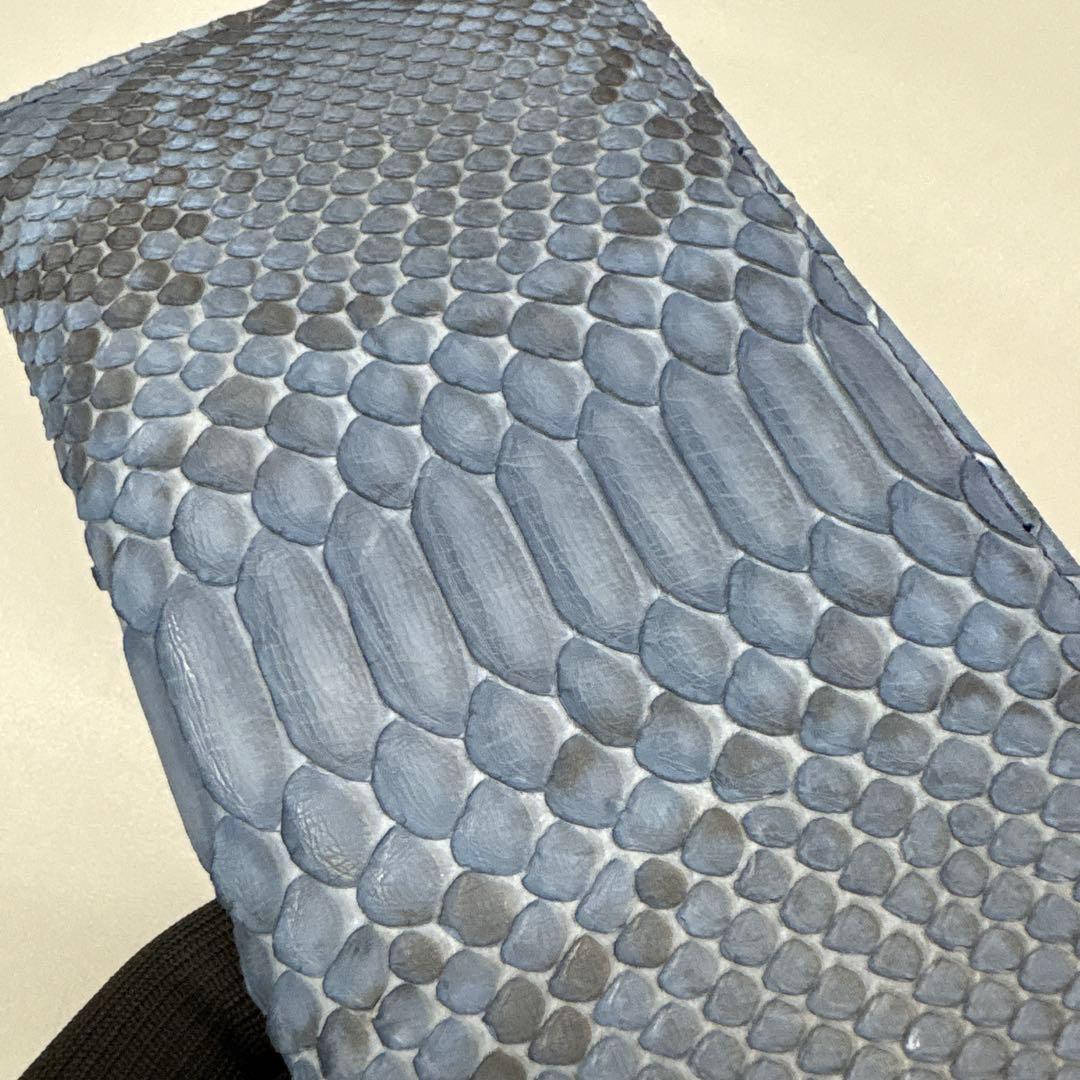 ネイビー　パイソン財布　パイソン　長財布　財布　蛇革　本革　レアカラー