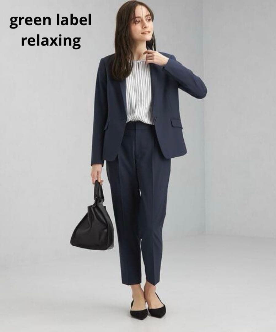 テーラードジャケット テーパードパンツ カチリラ ストレッチ 防シワ 紺 M