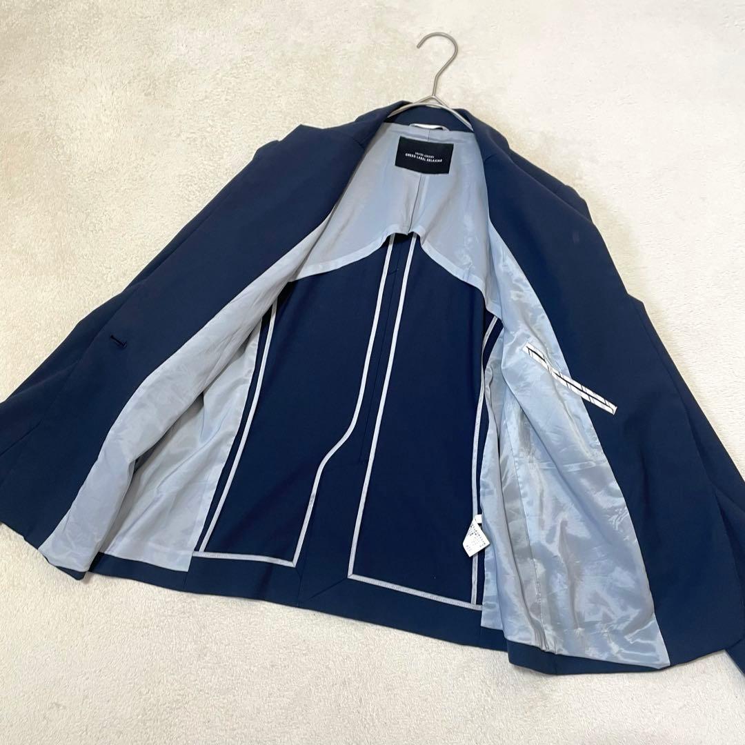 テーラードジャケット テーパードパンツ カチリラ ストレッチ 防シワ 紺 M