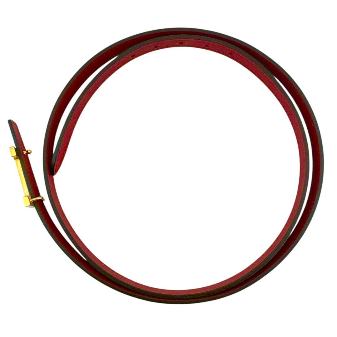 希少◇美品◇エルメス ミニHベルト リバーシブル ルージュｘベージュ レディース