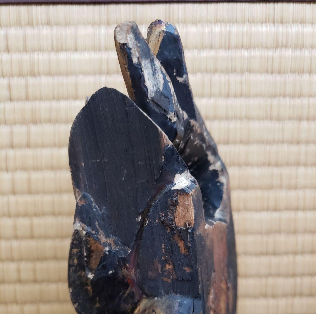 Ｎo197　古い獅子の金箔木彫(仏教彫刻) 室町・江戸期