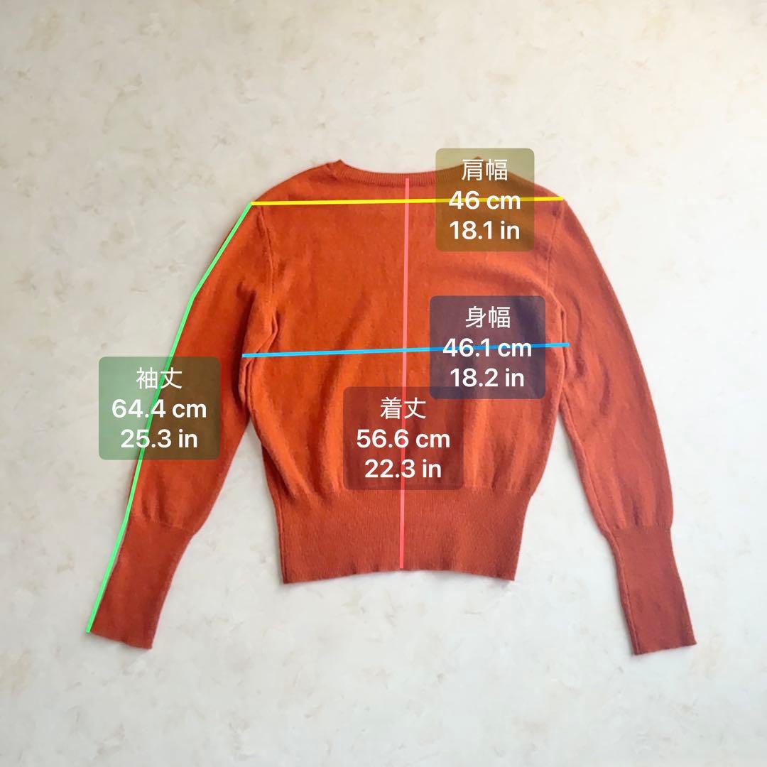 フォクシー カシミヤ100% 春ニット　オレンジ 40 ロゴ付き　FOXEY