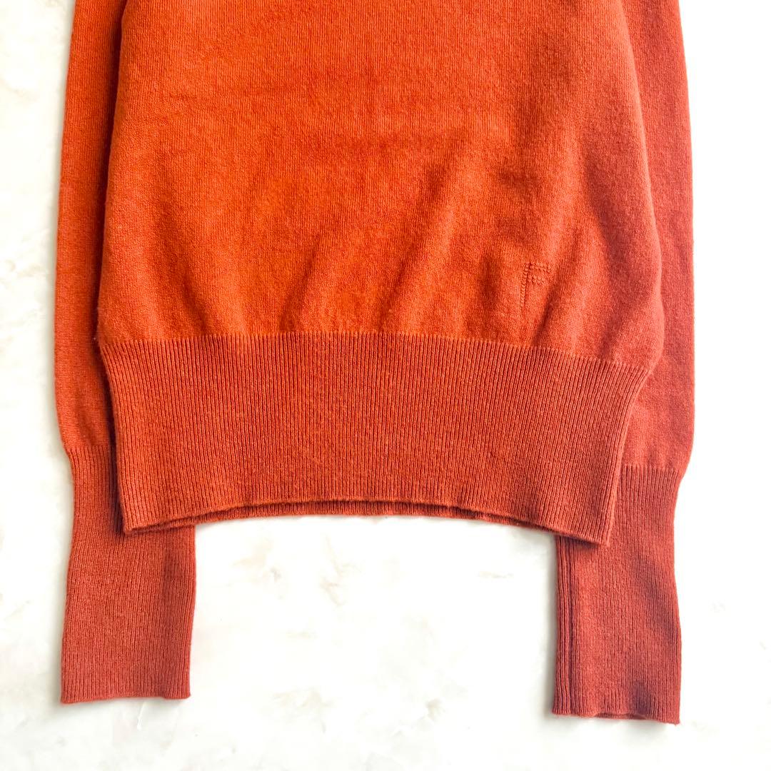 フォクシー カシミヤ100% 春ニット　オレンジ 40 ロゴ付き　FOXEY