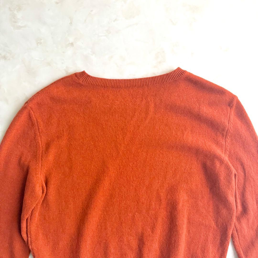 フォクシー カシミヤ100% 春ニット　オレンジ 40 ロゴ付き　FOXEY