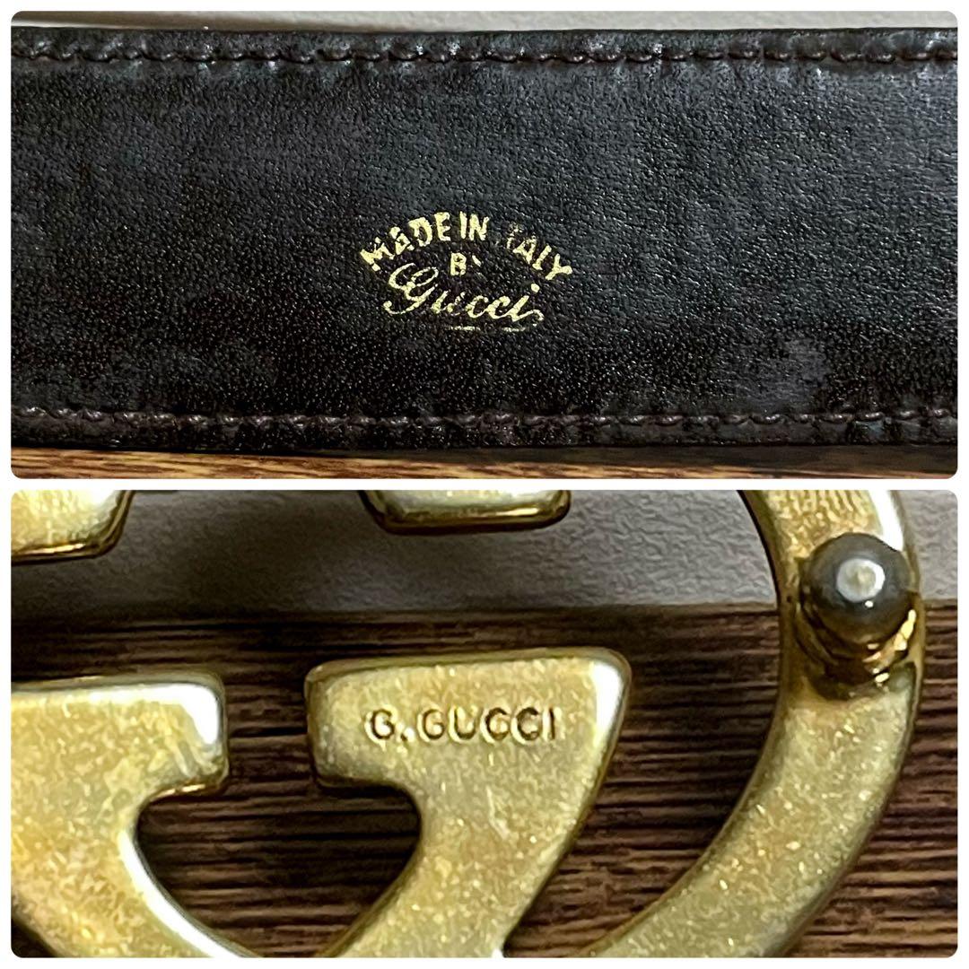 グッチ GG インターロッキング バックル ベルト レザー ゴールド ブラウン