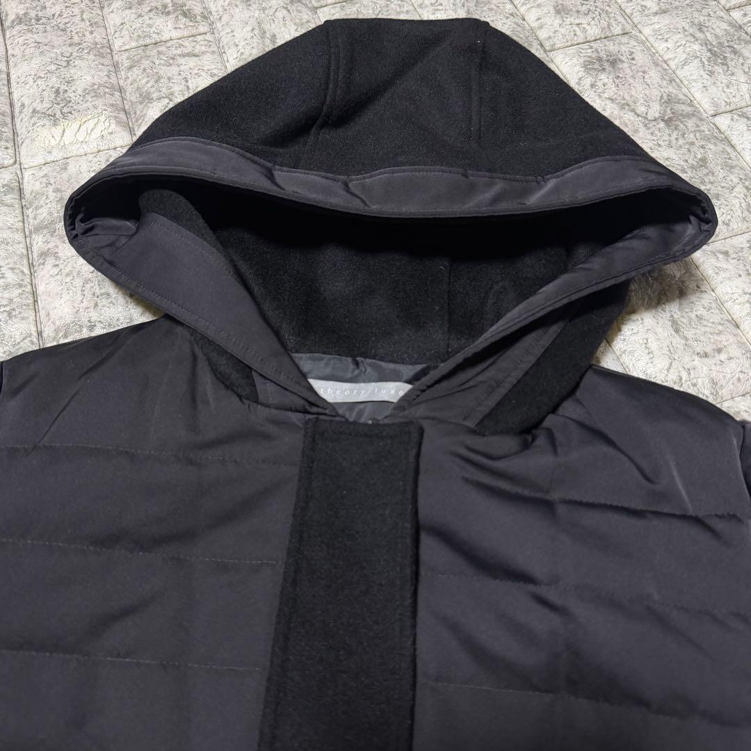 【美品】theory lux ダウンコート　異素材切り替え　フード