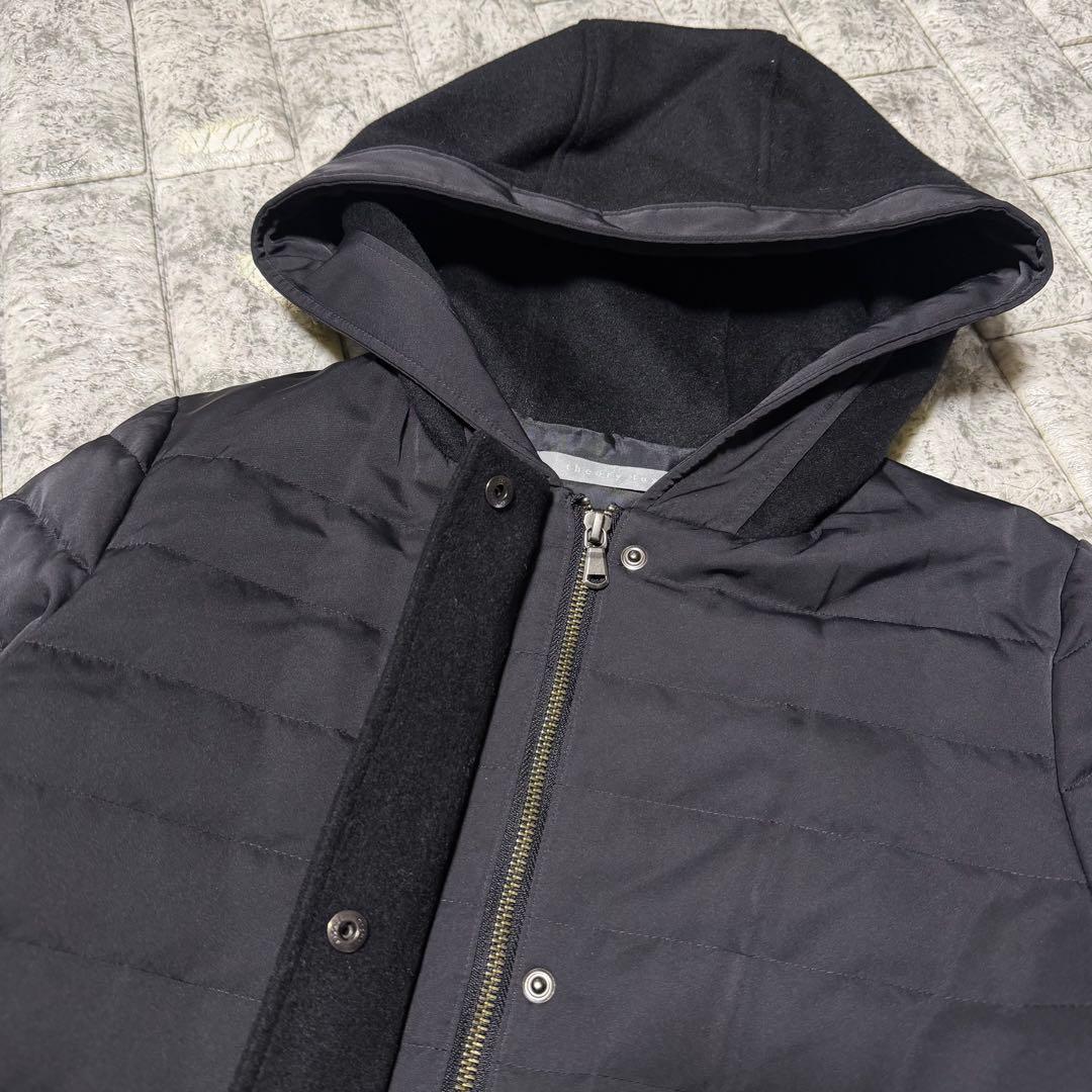 【美品】theory lux ダウンコート　異素材切り替え　フード