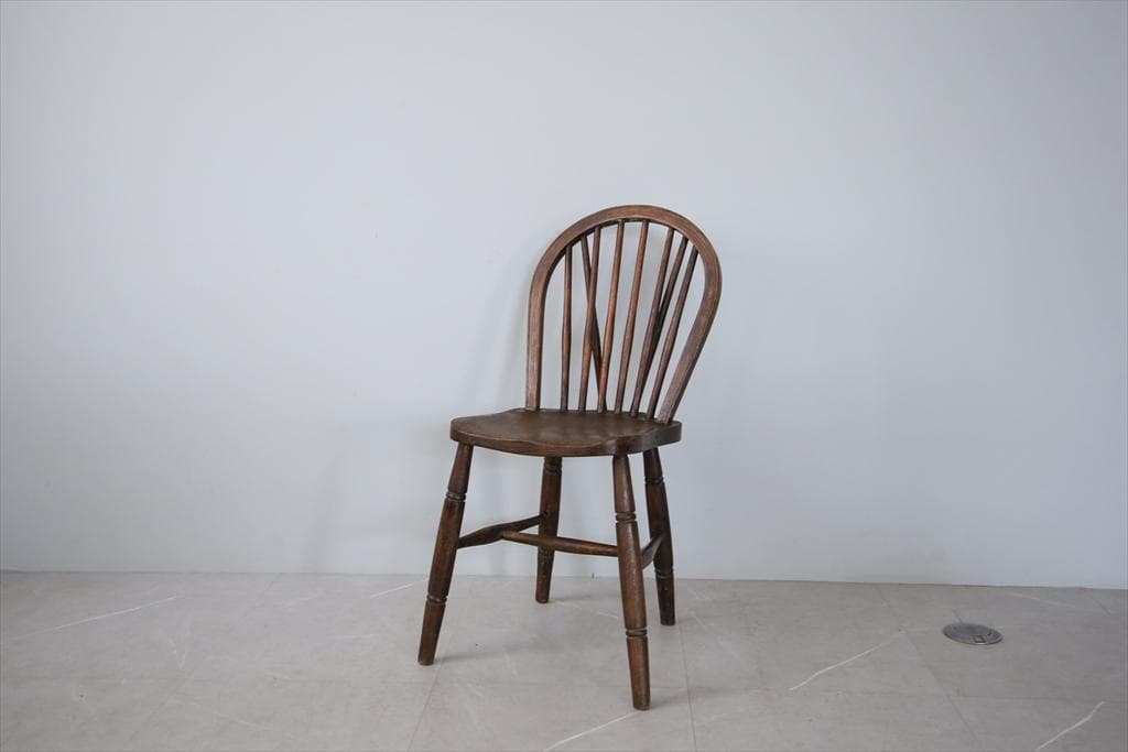 英国アンティーク木製キッチンチェア/ダイニングイス椅子/飾り棚(91-178)