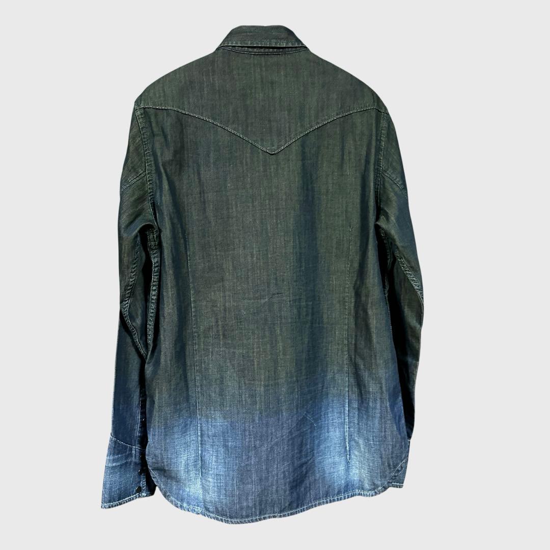 ディーゼル　ブラックゴールド グラデーション ウエスタン デニムシャツ L 長袖