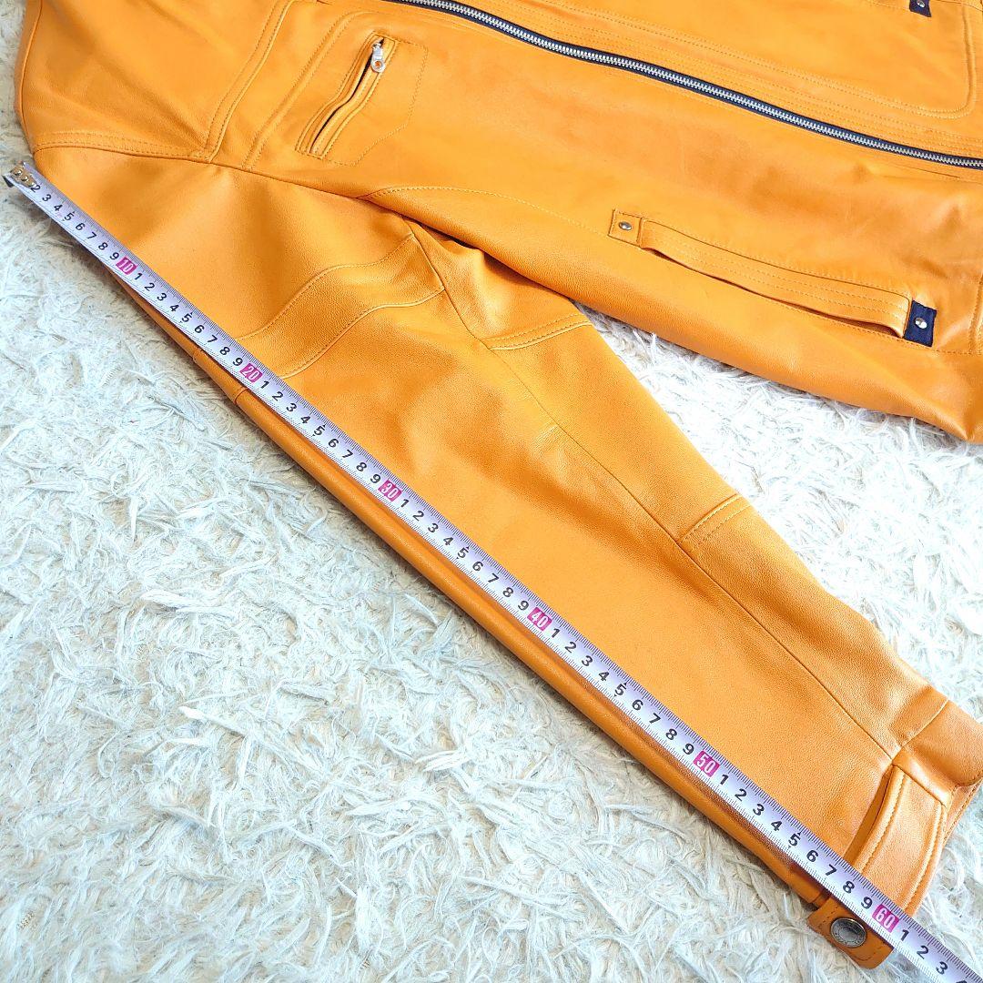 【美品】バジエ シングルライダース 羊革 レザー刺繍 レザージャケット XL