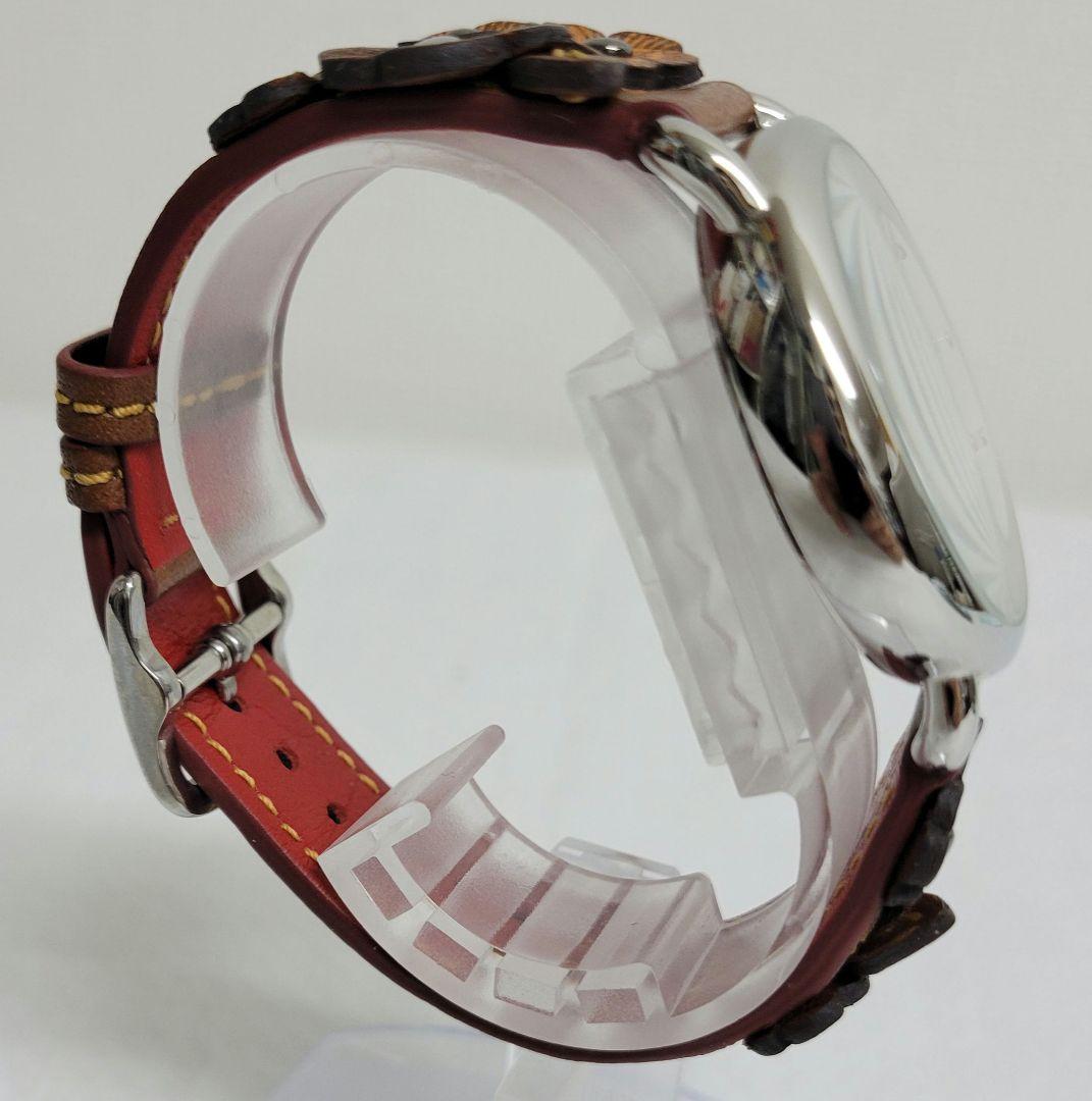 コーチ 純正フラワーモチーフ革ベルト クォーツ レディース