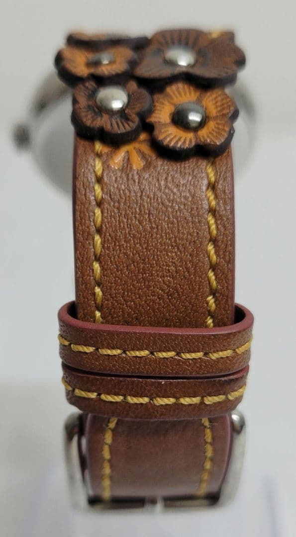 コーチ 純正フラワーモチーフ革ベルト クォーツ レディース