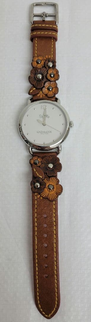 コーチ 純正フラワーモチーフ革ベルト クォーツ レディース