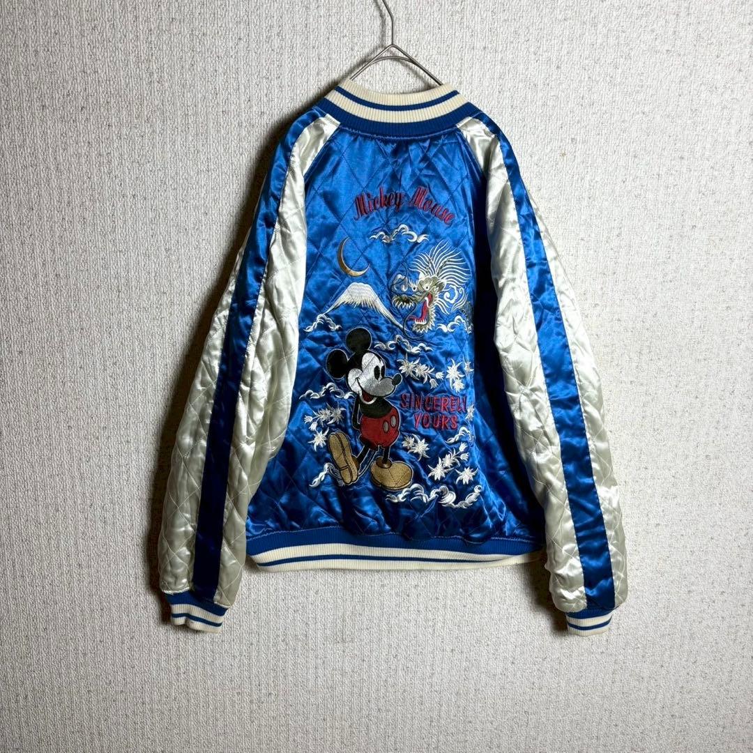 【別珍　リバーシブル】Disney スカジャン　ミッキー　ベロア　袖刺繍　M