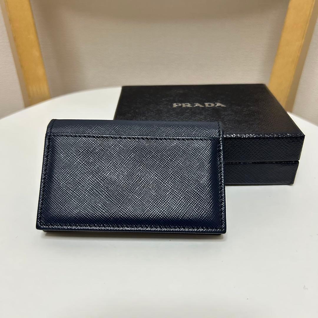 PRADA 名刺入れ ネイビー サフィアーノ 2MC122