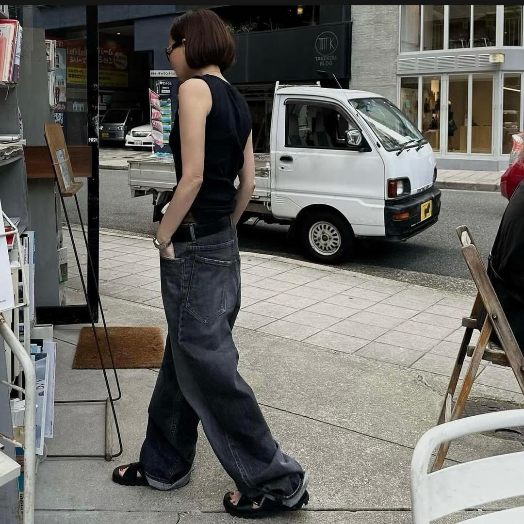 2/8で削除ok.soon original wide denim black