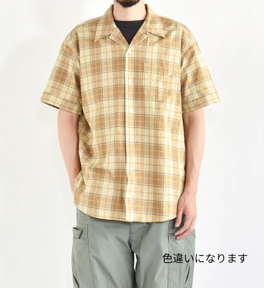 Mr.DページですPHIGVELキャンブリックチェックオープンカラーシャツ