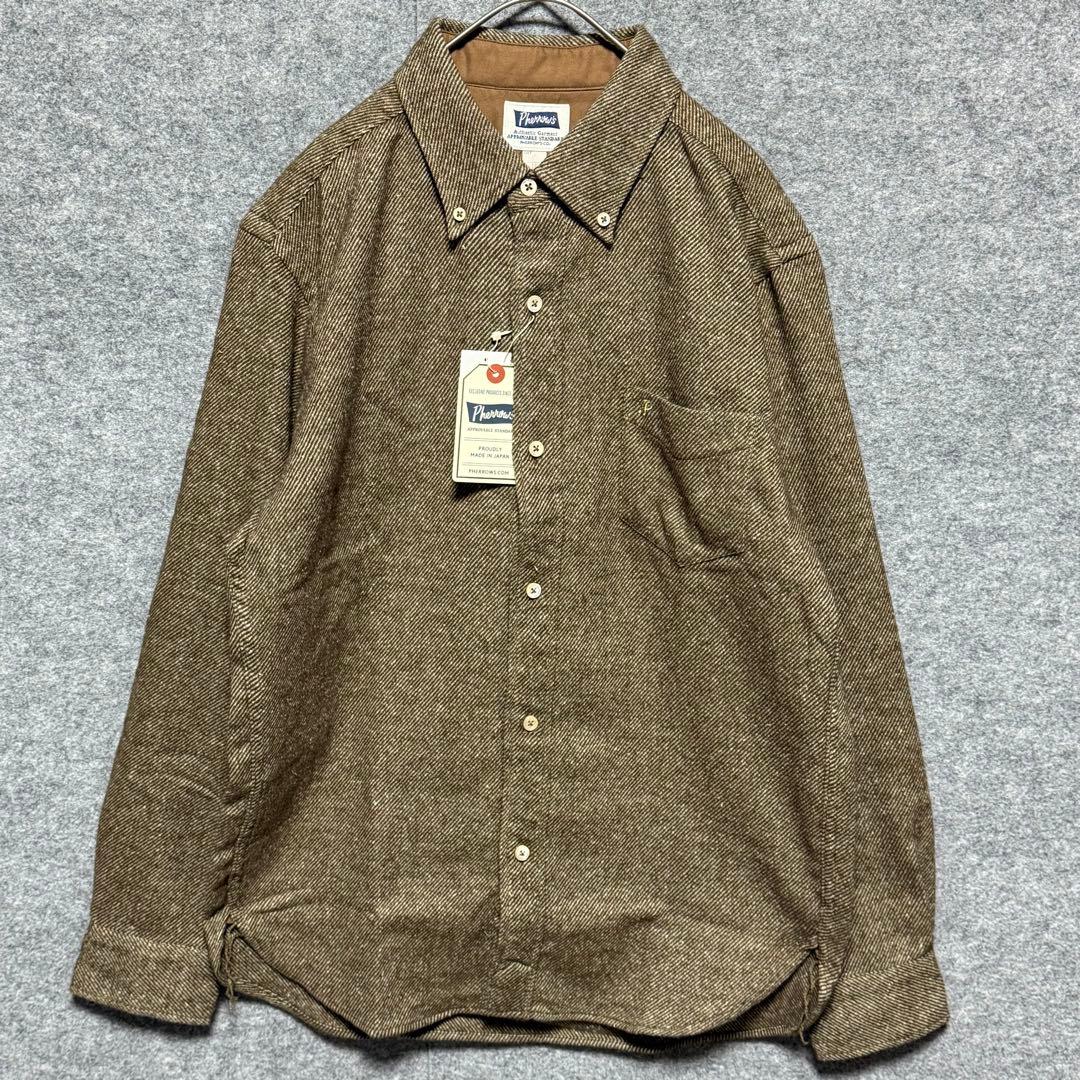 新品未使用　Pherrow's ボタンダウン　ネルシャツ　マチ付き　L 日本製