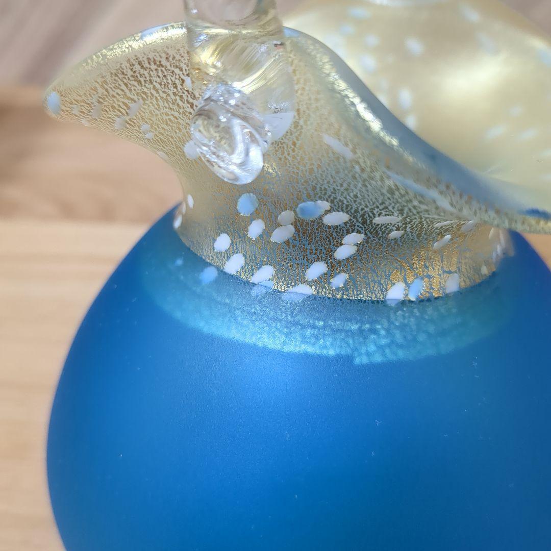 黒木国昭　ガラスアート　 金彩象嵌手付花瓶