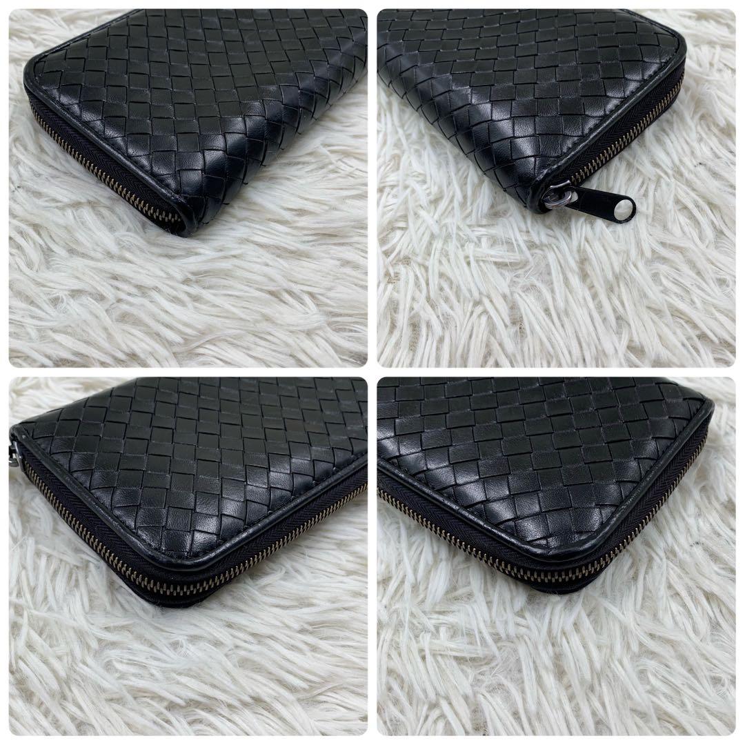 【✨美品✨】 ボッテガヴェネタ イントレチャート ラウンドファスナー ブラック