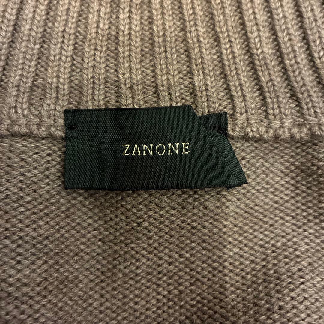ZANONE ウール ソリッド スタンドカラー ニットブルゾン 44
