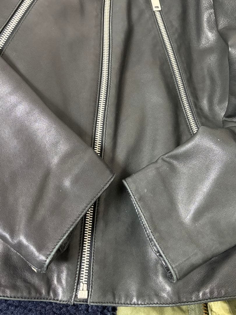 メゾンマルジェラ 八の字 ライダース 5ZIPレザージャケット 48