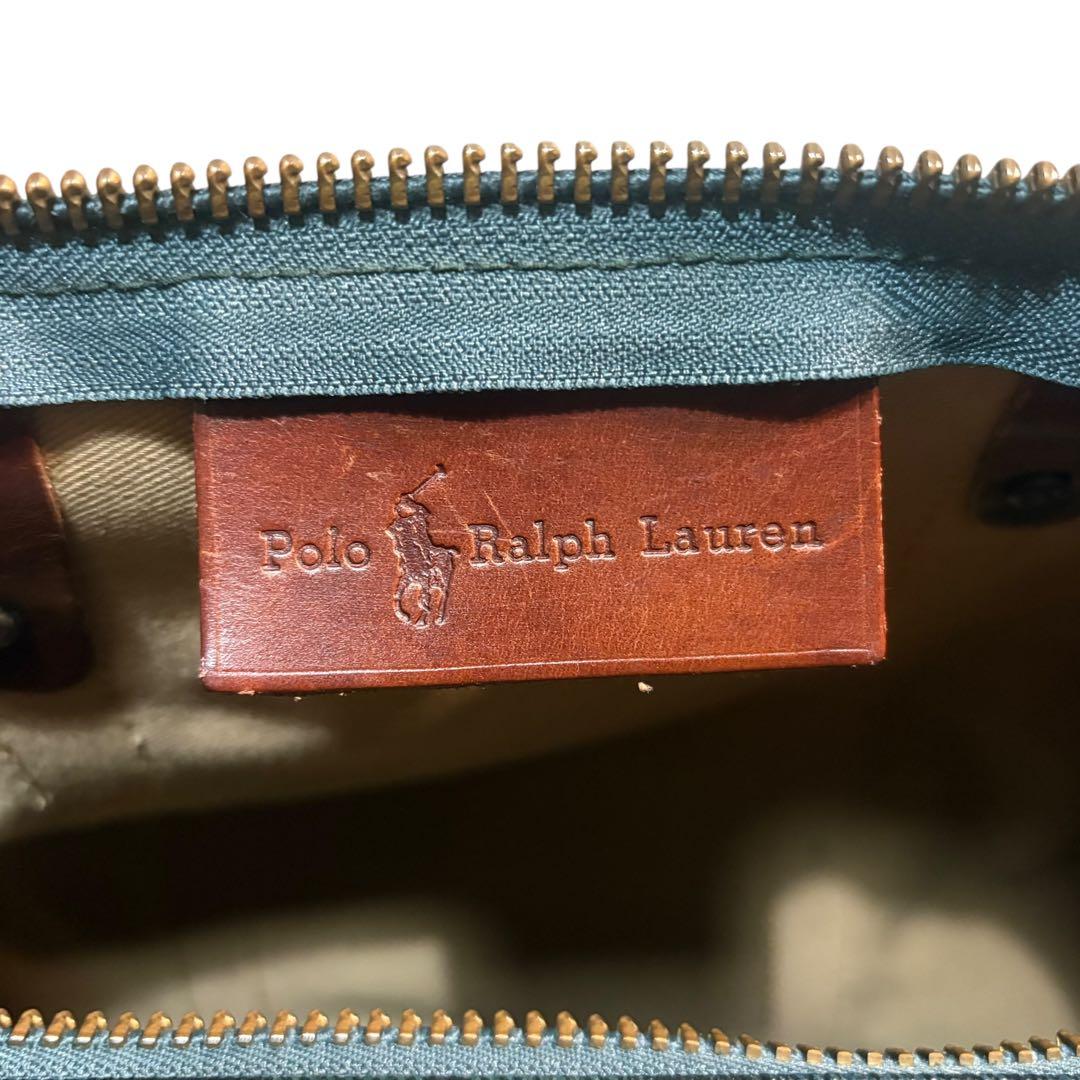 ポロラルフローレン ボストンバッグ 2way グリーン PVC チェック 大容量