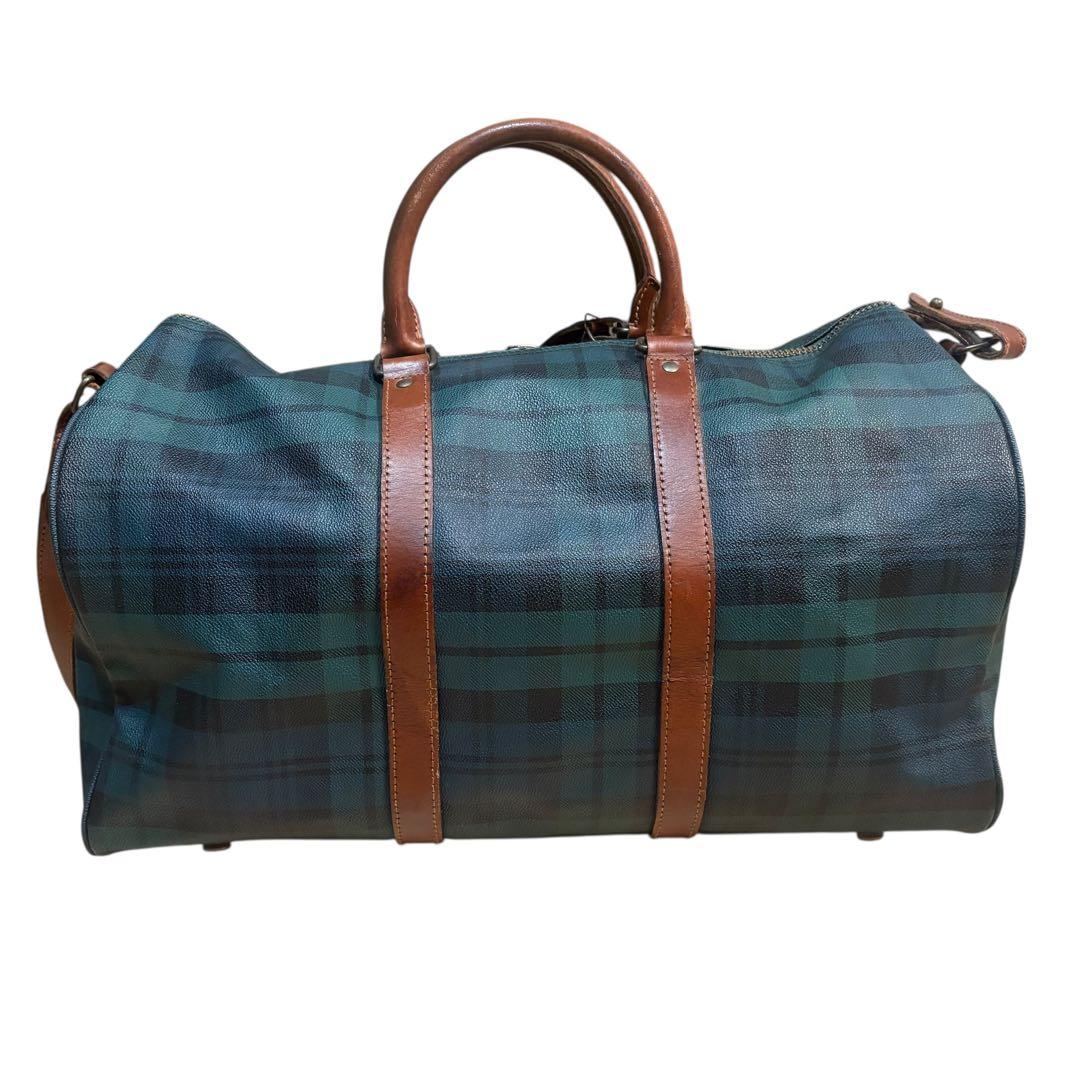 ポロラルフローレン ボストンバッグ 2way グリーン PVC チェック 大容量