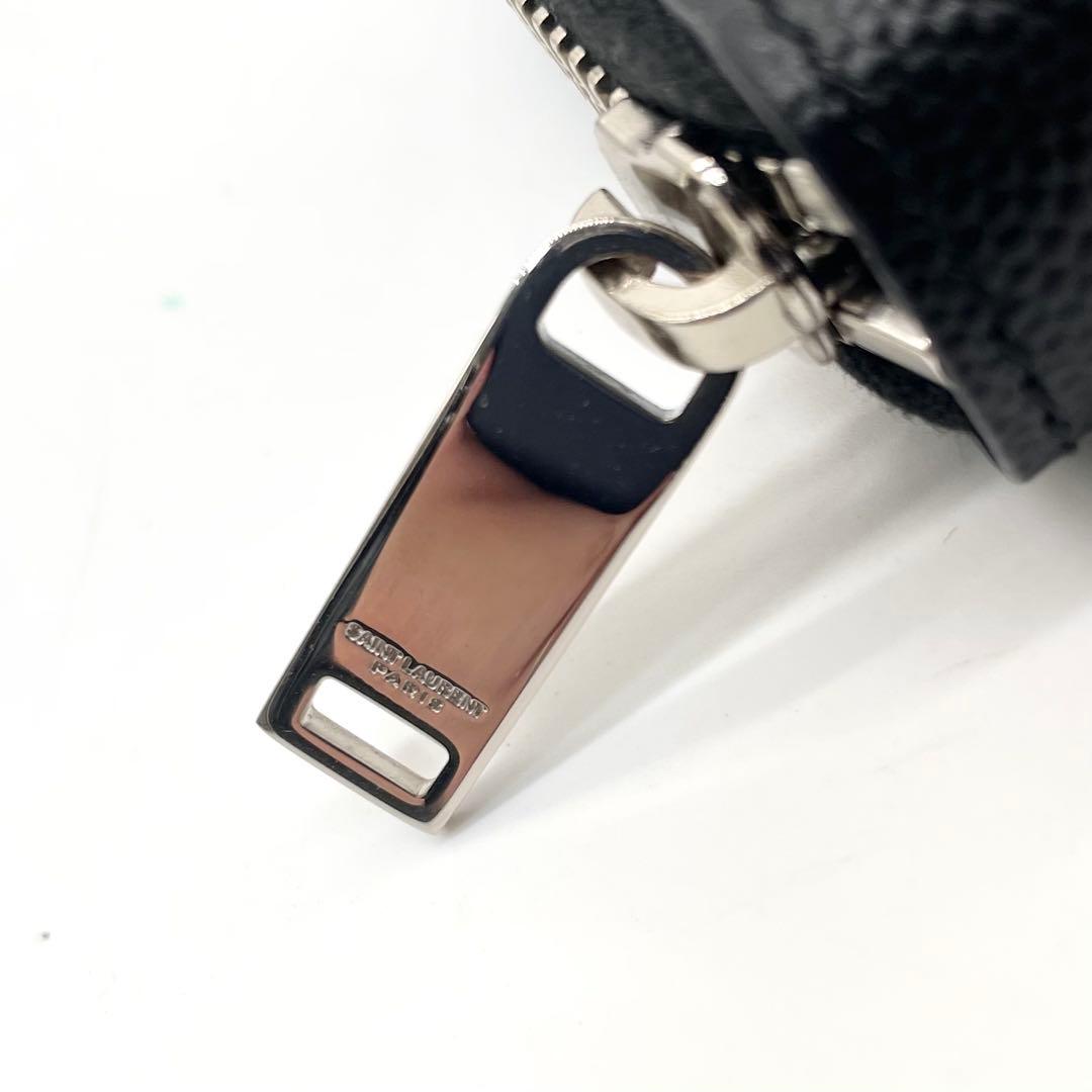 【新品同様】サンローラン ケース ラウンドジップ キャビアスキン ブラック