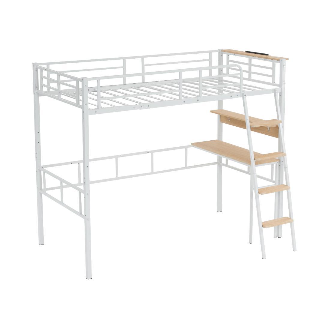 人気再入荷！コンセント付き デスク付きロフトベッド（S）2COLOR選べる