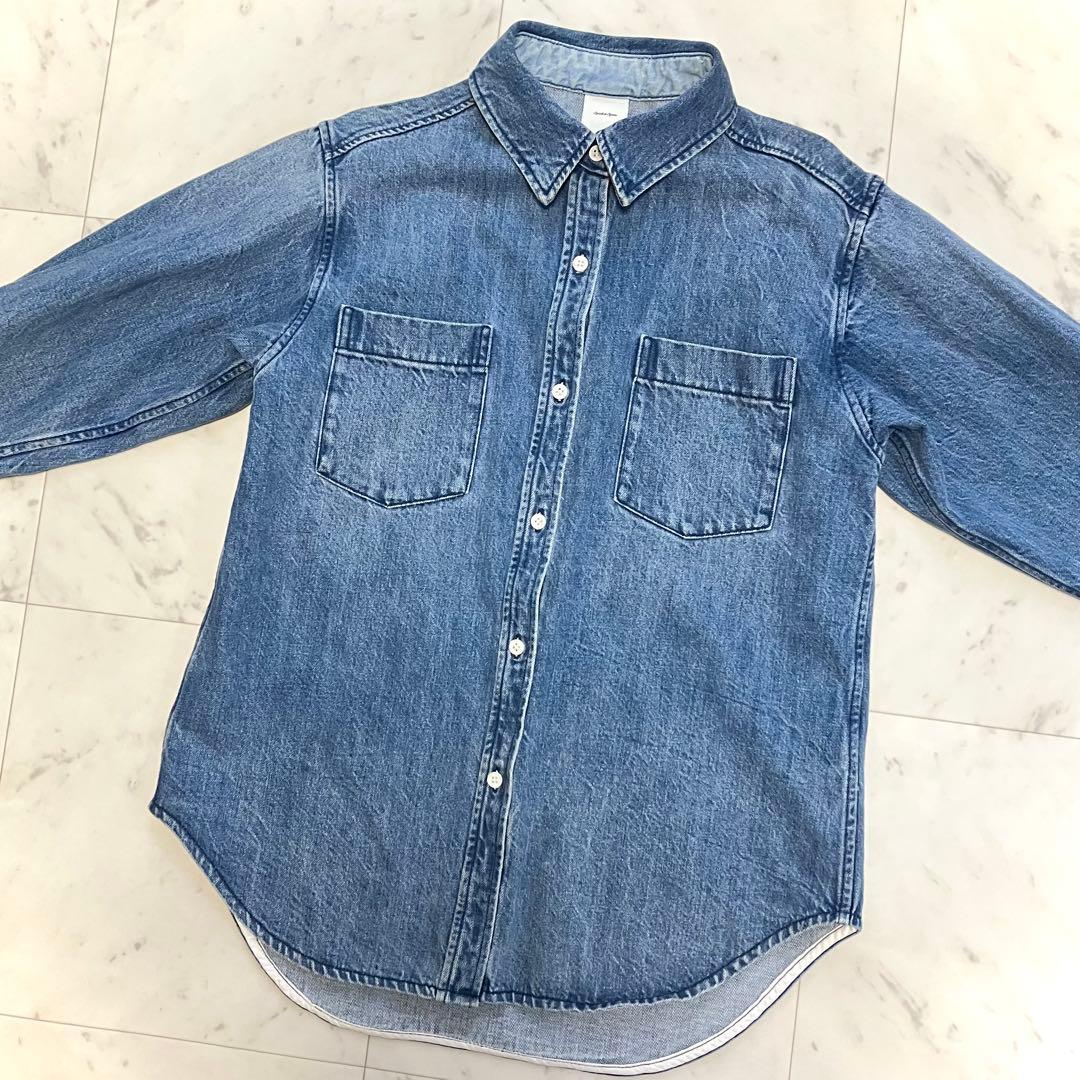 美品 スピックアンドスパン デニムシャツ インディゴブルー F