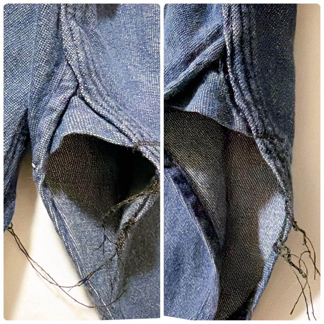 USA製✨エンジニアードガーメンツ インディゴワークシャツ 猫目ボタン マチ付