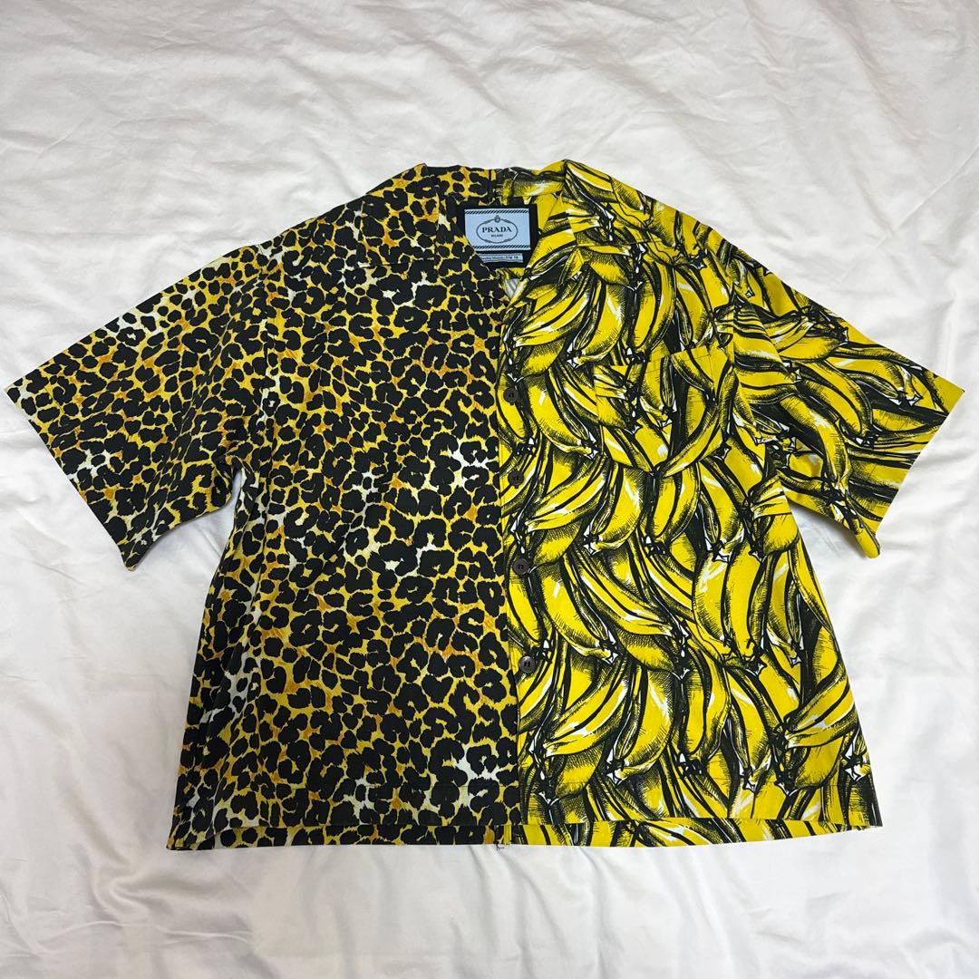 PRADA レオパード バナナ柄 半袖シャツ M