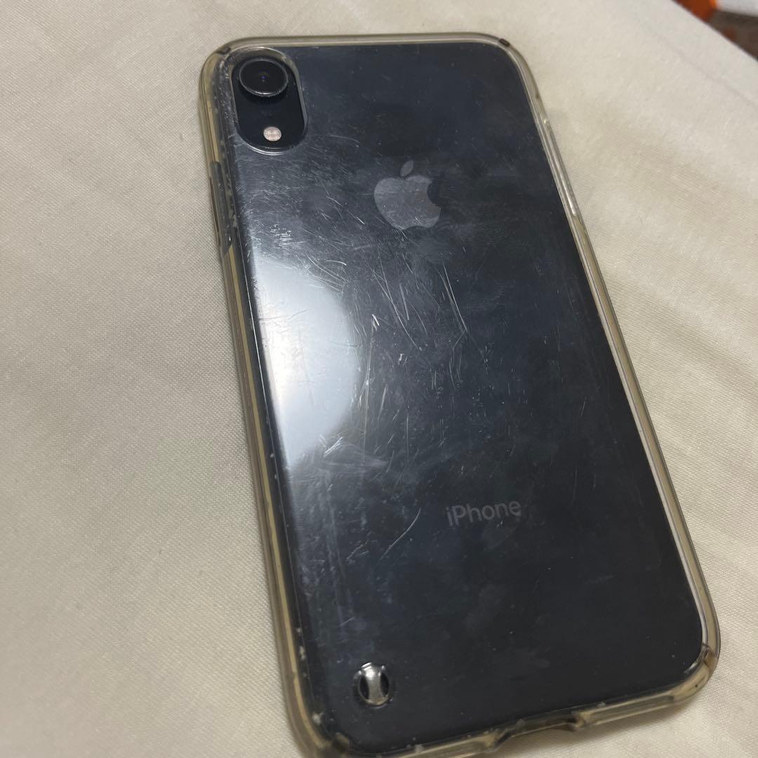 iPhone XR ブラック ケース付き 画面ひびあり