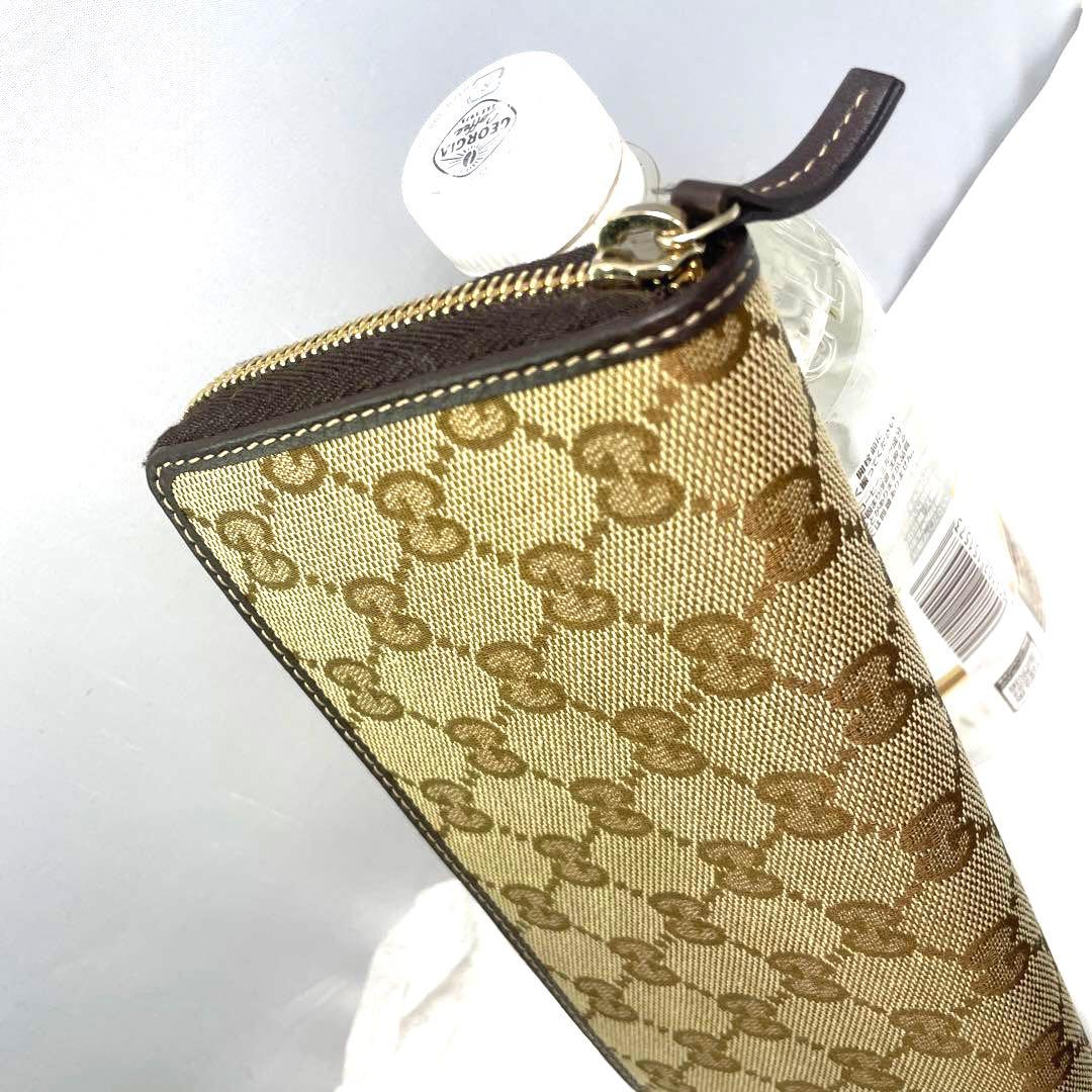 GUCCI グッチ　長財布　シェリーライン　リボン　　GG柄　ラウンドファスナー