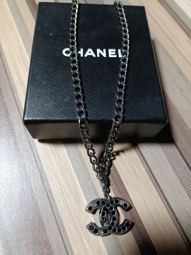 シャネル ネックレス 04A ココマーク ブラックストーン ラインストーン