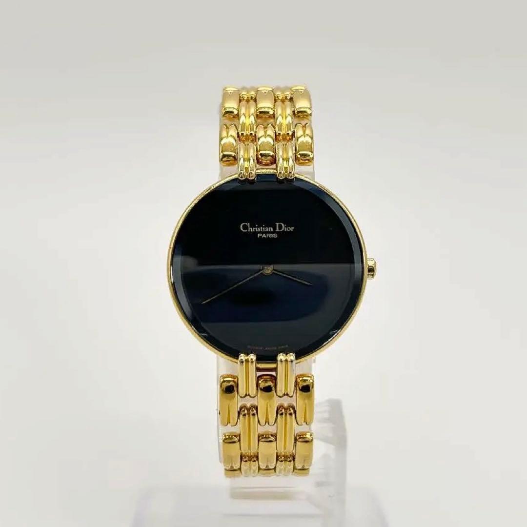 Christian Dior バギラ ブラックダイアル 金コーティング 腕時計