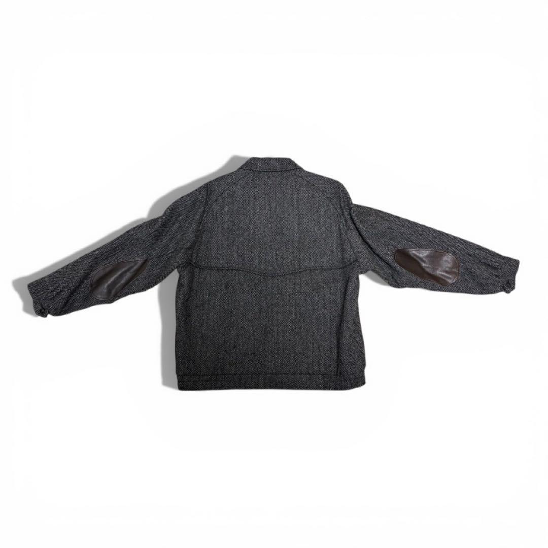 【良品】Burberry ウール ツイードブルゾン M レザーパッチ チンスト付