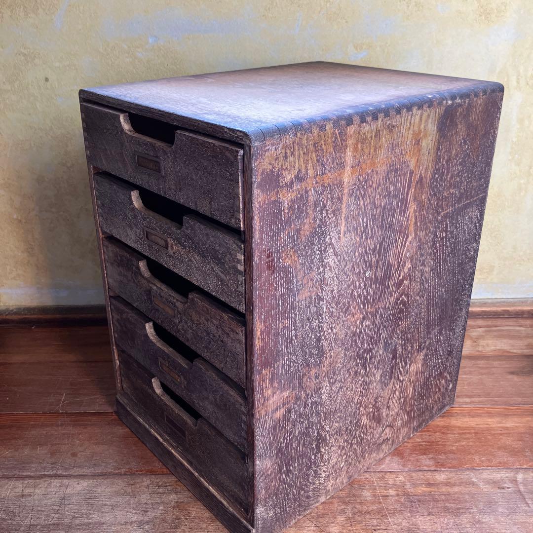 アンティーク 古引き出し 抽斗 5杯 小引き出し 木製 両面 古道具